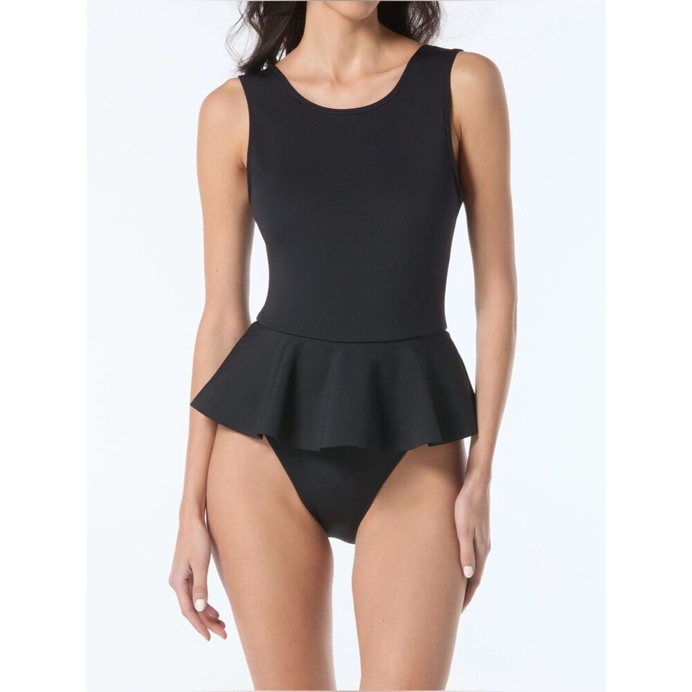 Vince Camuto Swimsuit Black High Neck Skirted Scuba One Piece Sz 6 NWT